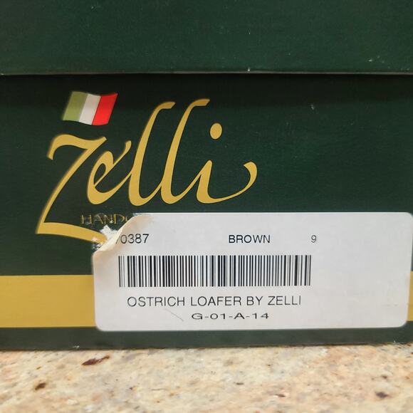 Zelli Saddle Brown Ostrich Leather Italian Made Tassel Loafers Shoes NEW 9 - Picture 6 of 8